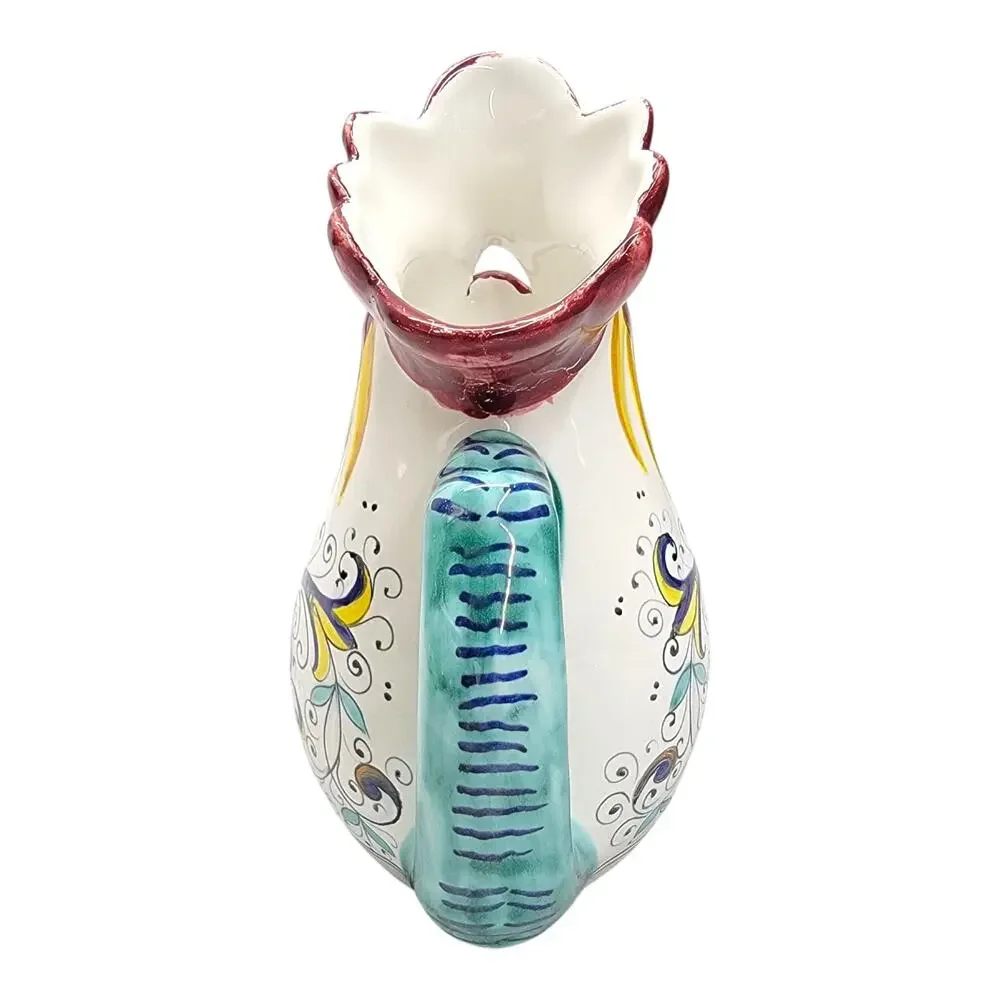 FIMA Deruta Ricco Deruta Ceramic Rooster Pitcher 0.5L Made in Italy Good Luck